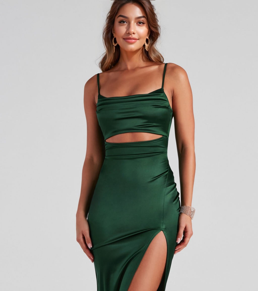 Seona Formal Satin Midi Dress