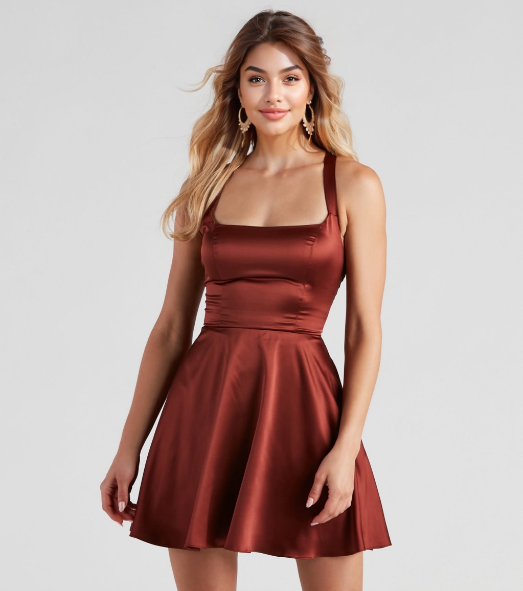 Sabrina Satin Lace-Up Party Dress