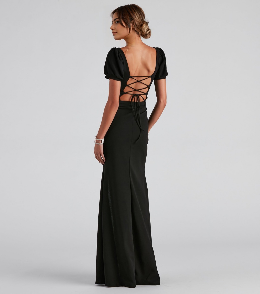 Denali Formal Puff Sleeve Long Dress