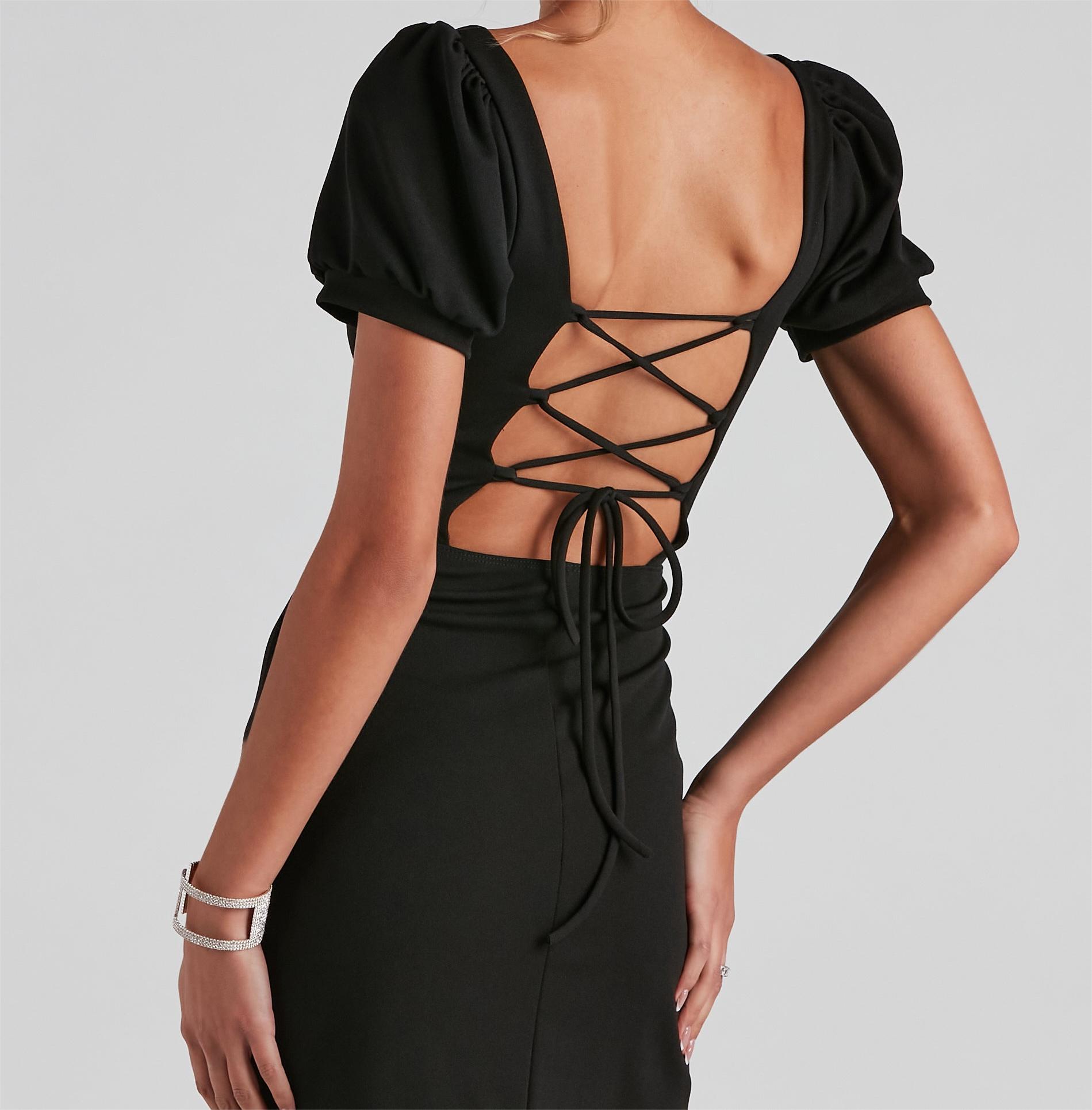 Denali Formal Puff Sleeve Long Dress