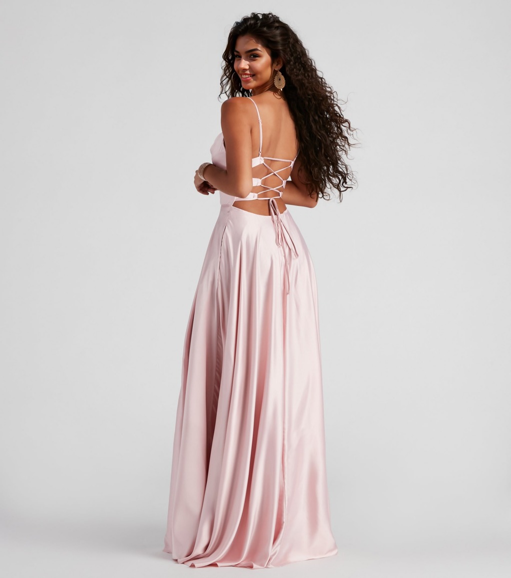 Winslow Formal Satin Lace-Up Dress