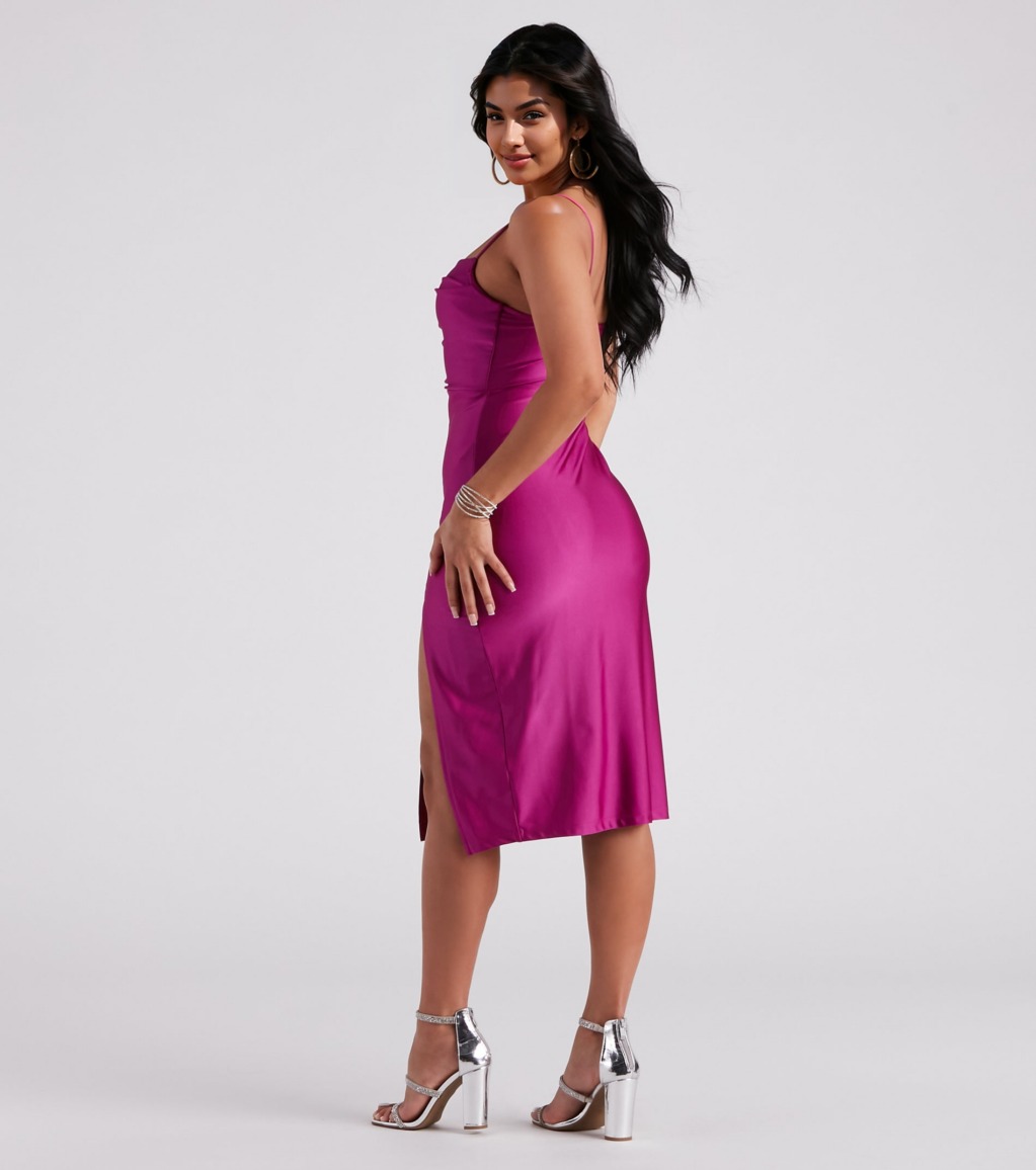 Sleek And Smooth High Slit Midi Dress