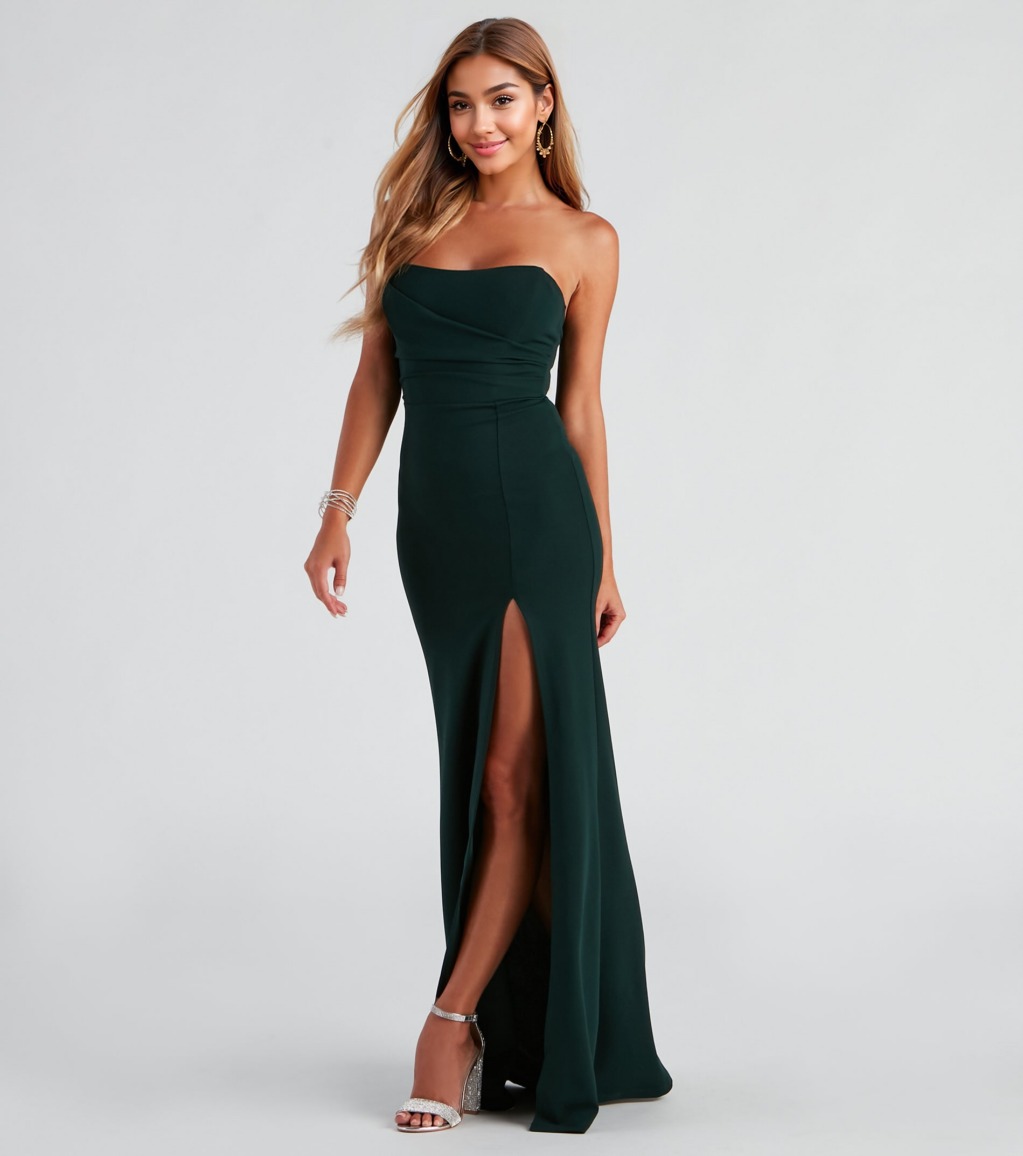 Kaia Strapless High Slit Formal Dress