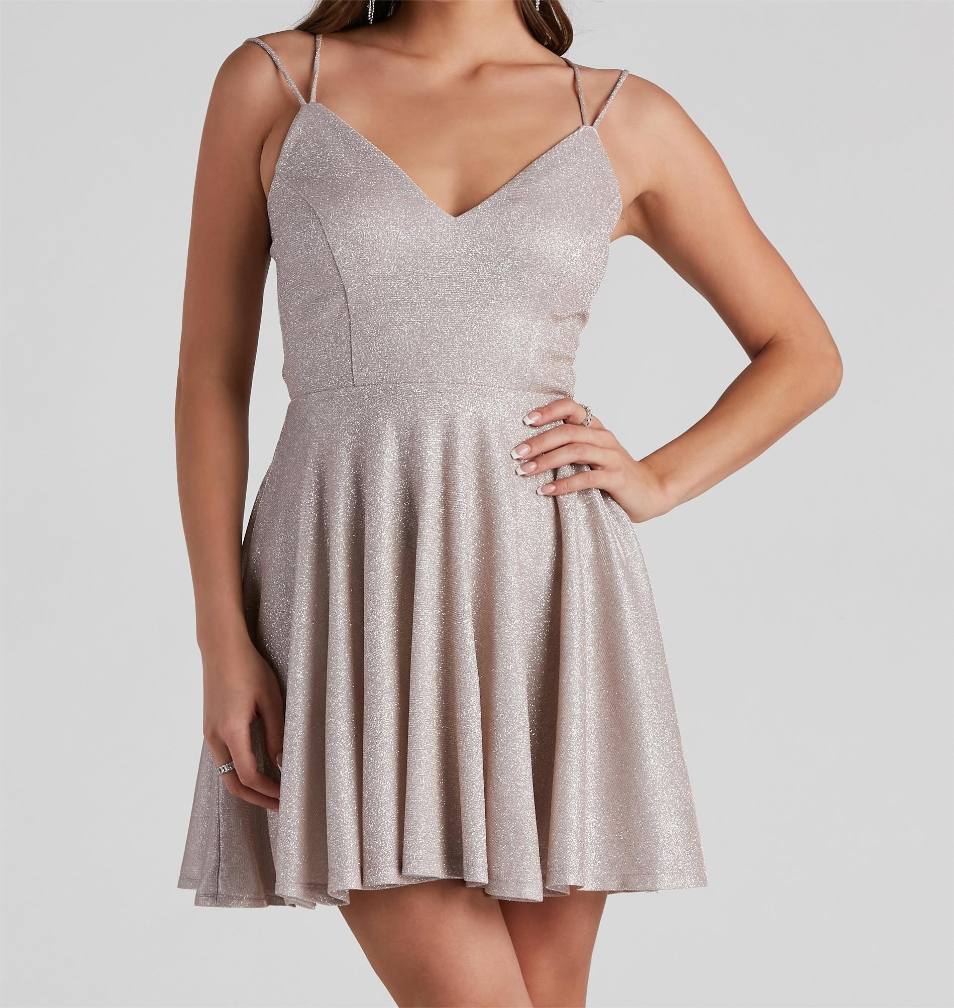 Rashida Lattice Back Glitter Dress