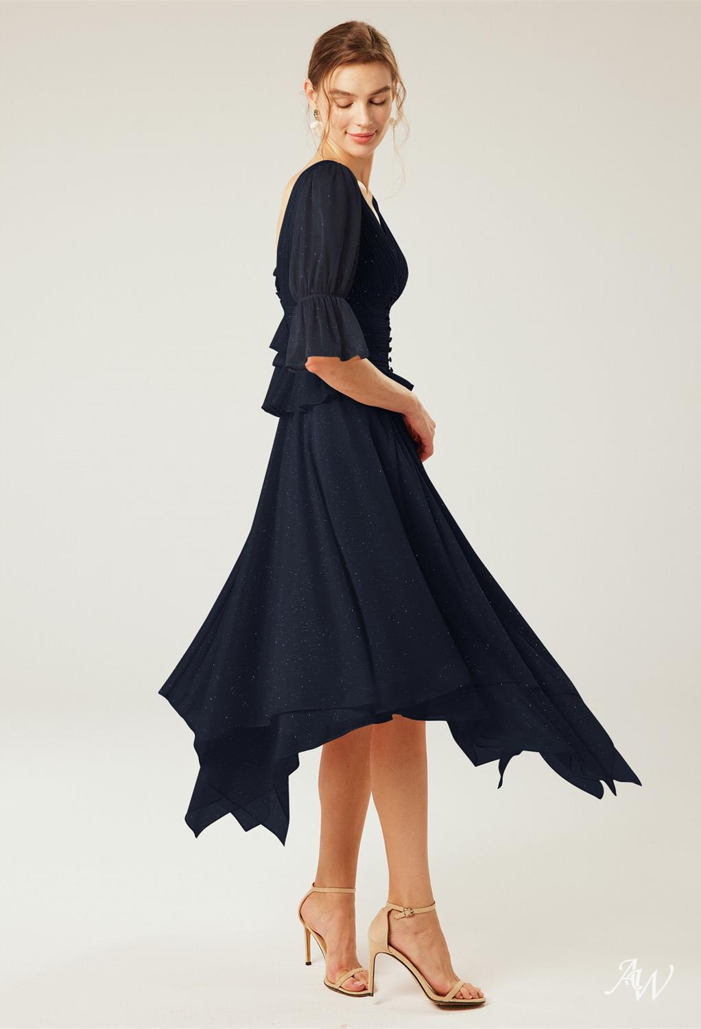 A-line Glitter Mesh Dresses