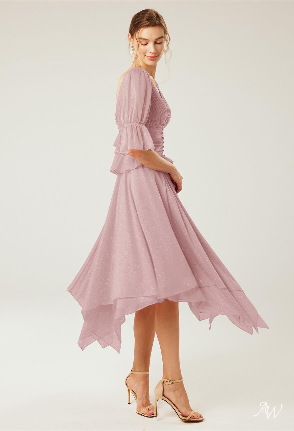 A-line Glitter Mesh Dresses