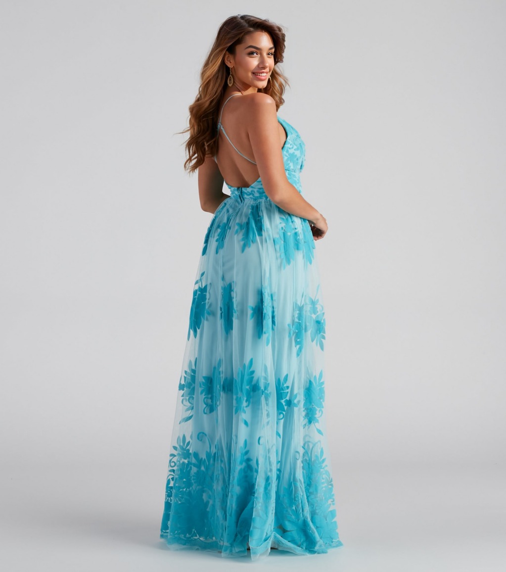 Morgan Formal Flocked Velvet Dress