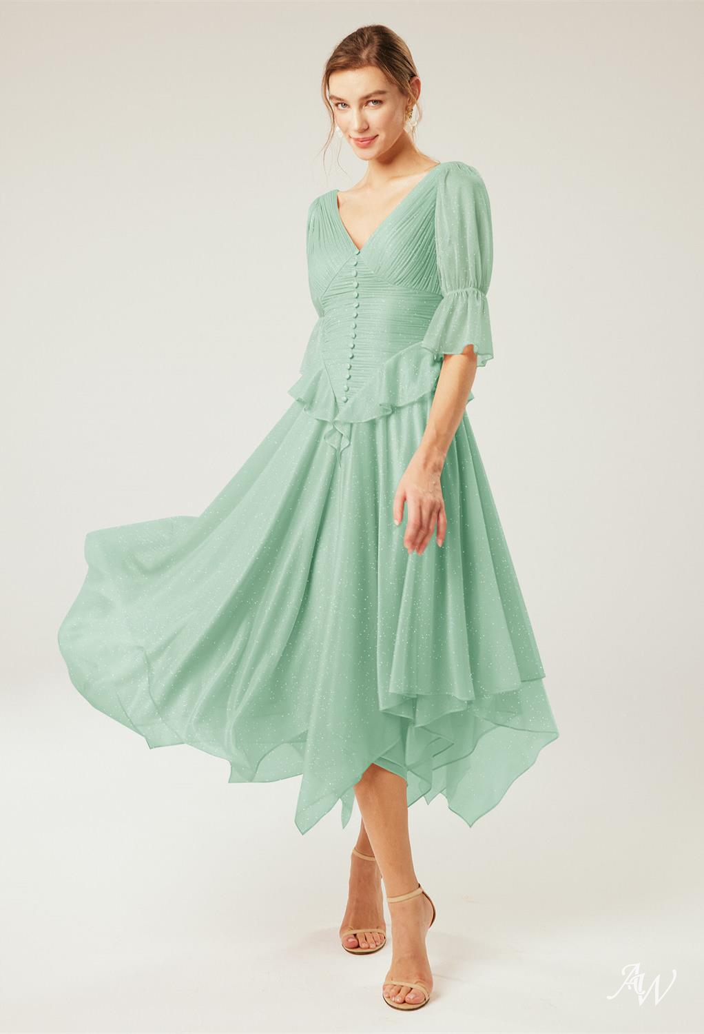 A-line Glitter Mesh Dresses