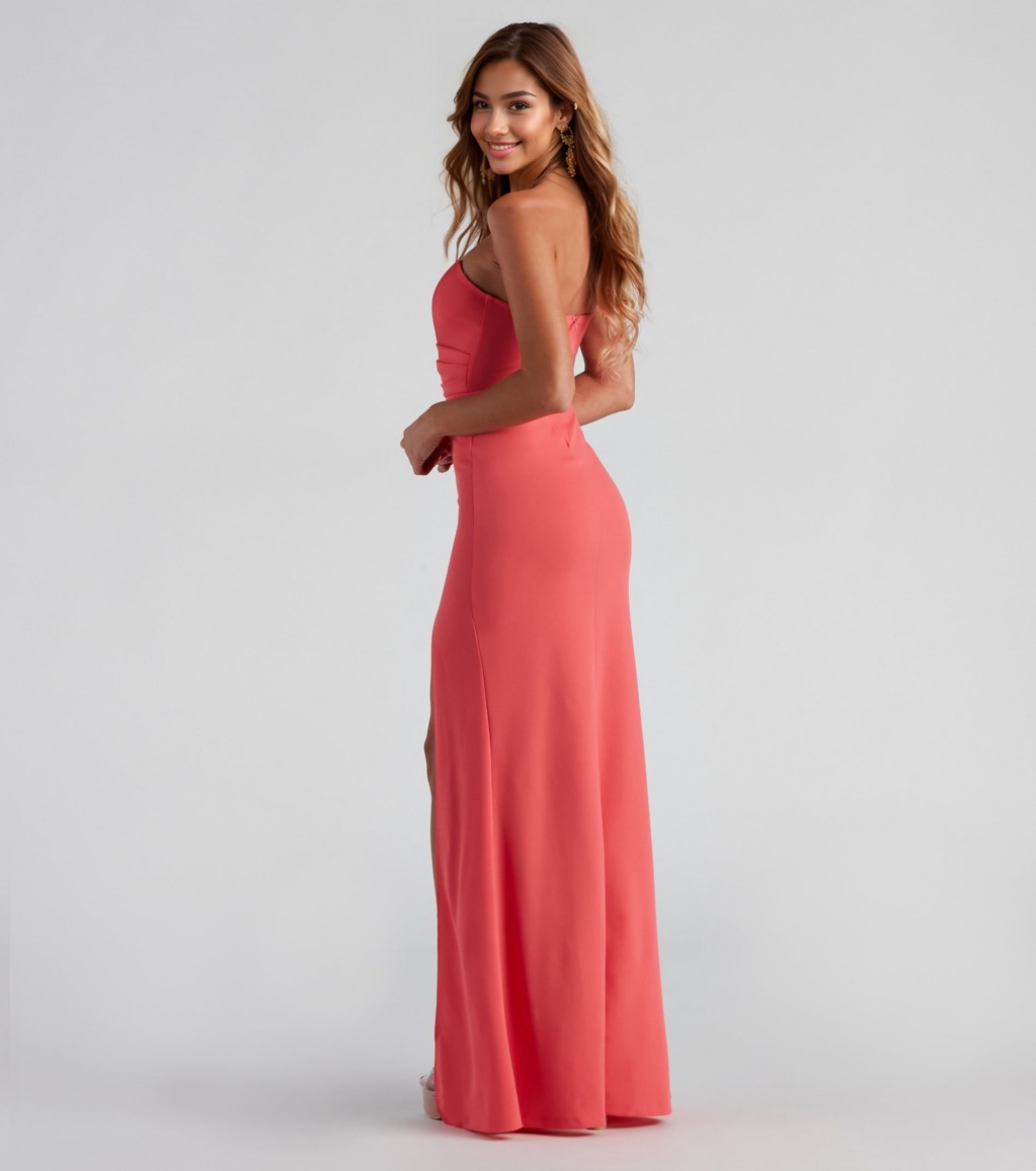 Kaia Strapless High Slit Formal Dress