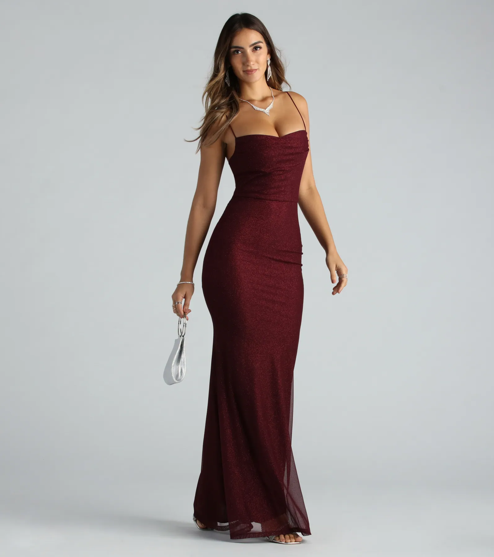 Addison Glitter Mesh Formal Dress