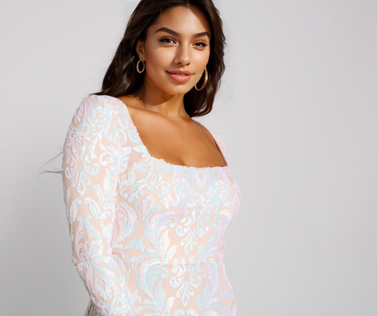 Alora Formal Sequin Scroll Bodycon