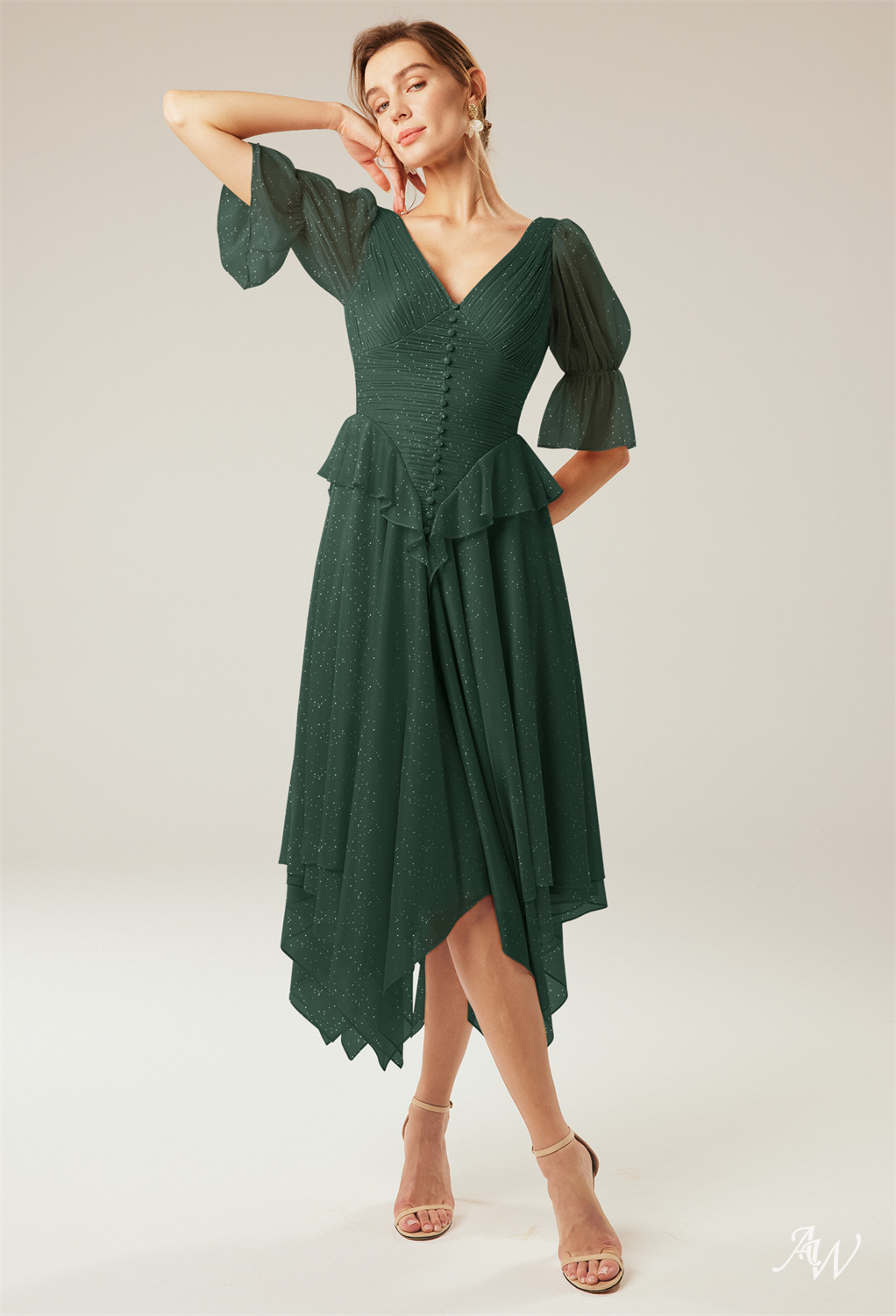 A-line Glitter Mesh Dresses
