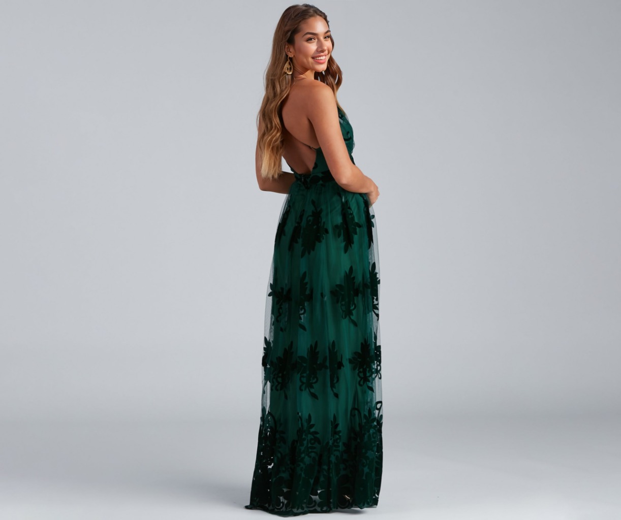 Morgan Formal Flocked Velvet Dress