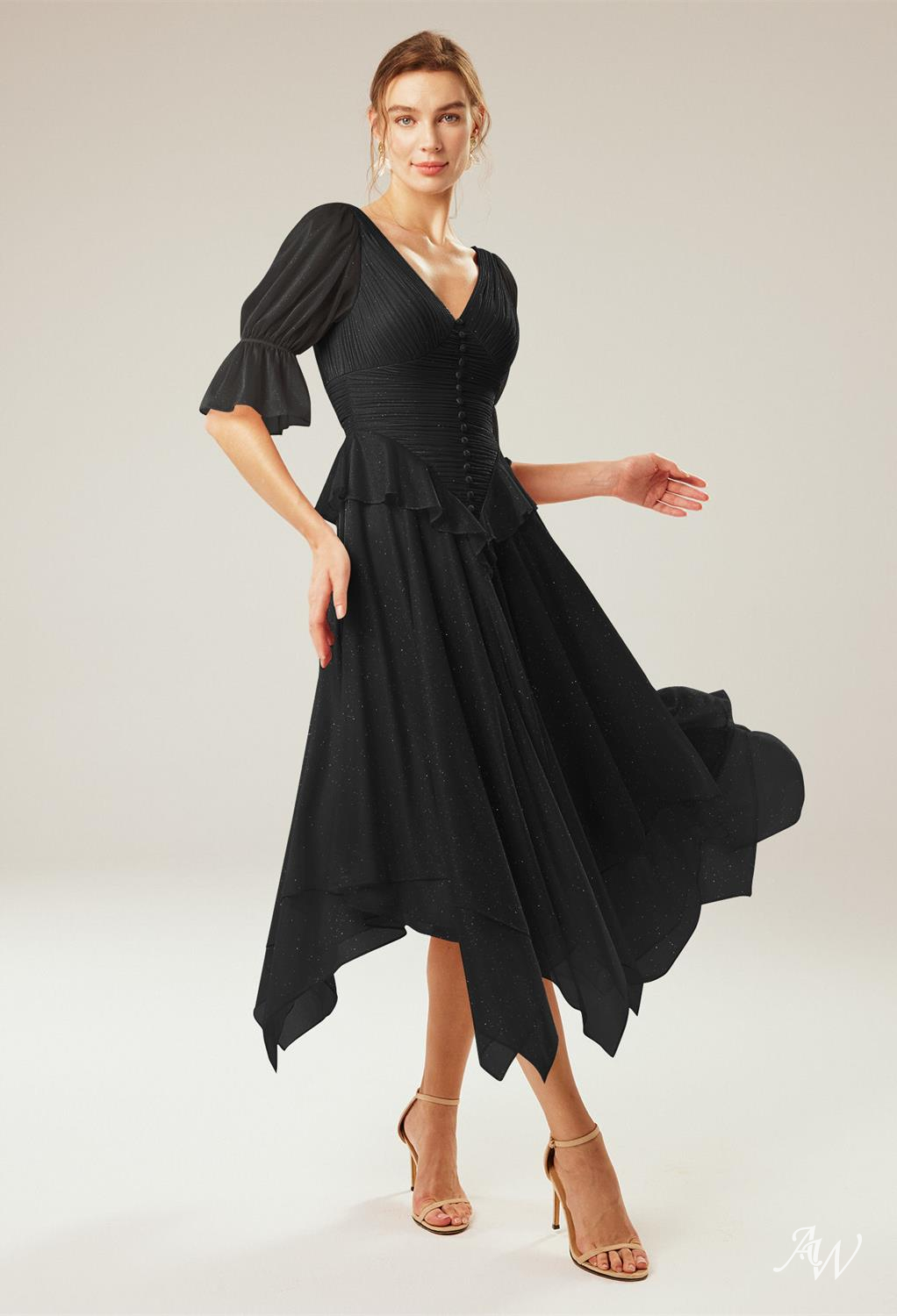 A-line Glitter Mesh Dresses