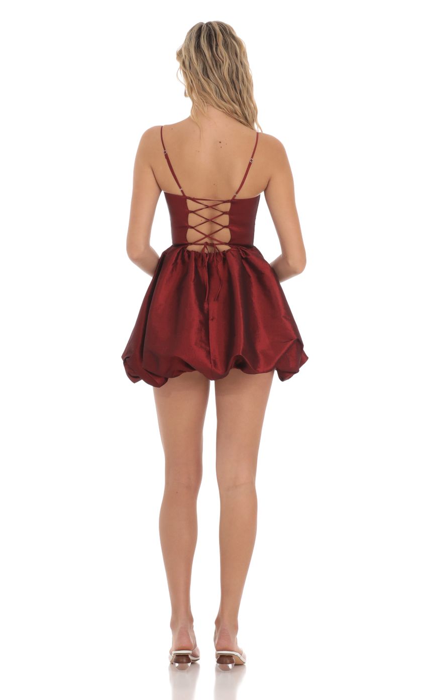 Bubble Skirt Dress in Deep Red