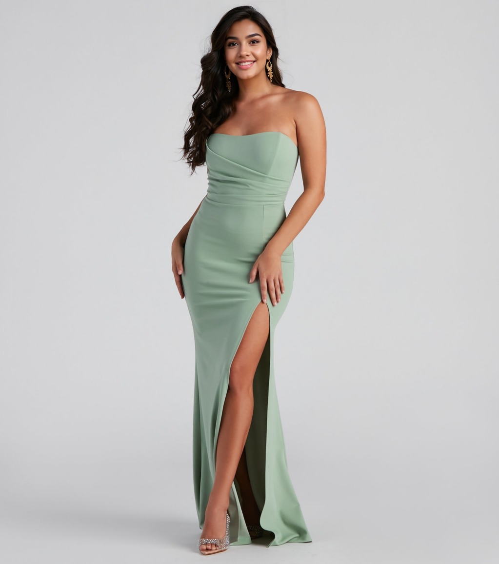 Kaia Strapless High Slit Formal Dress