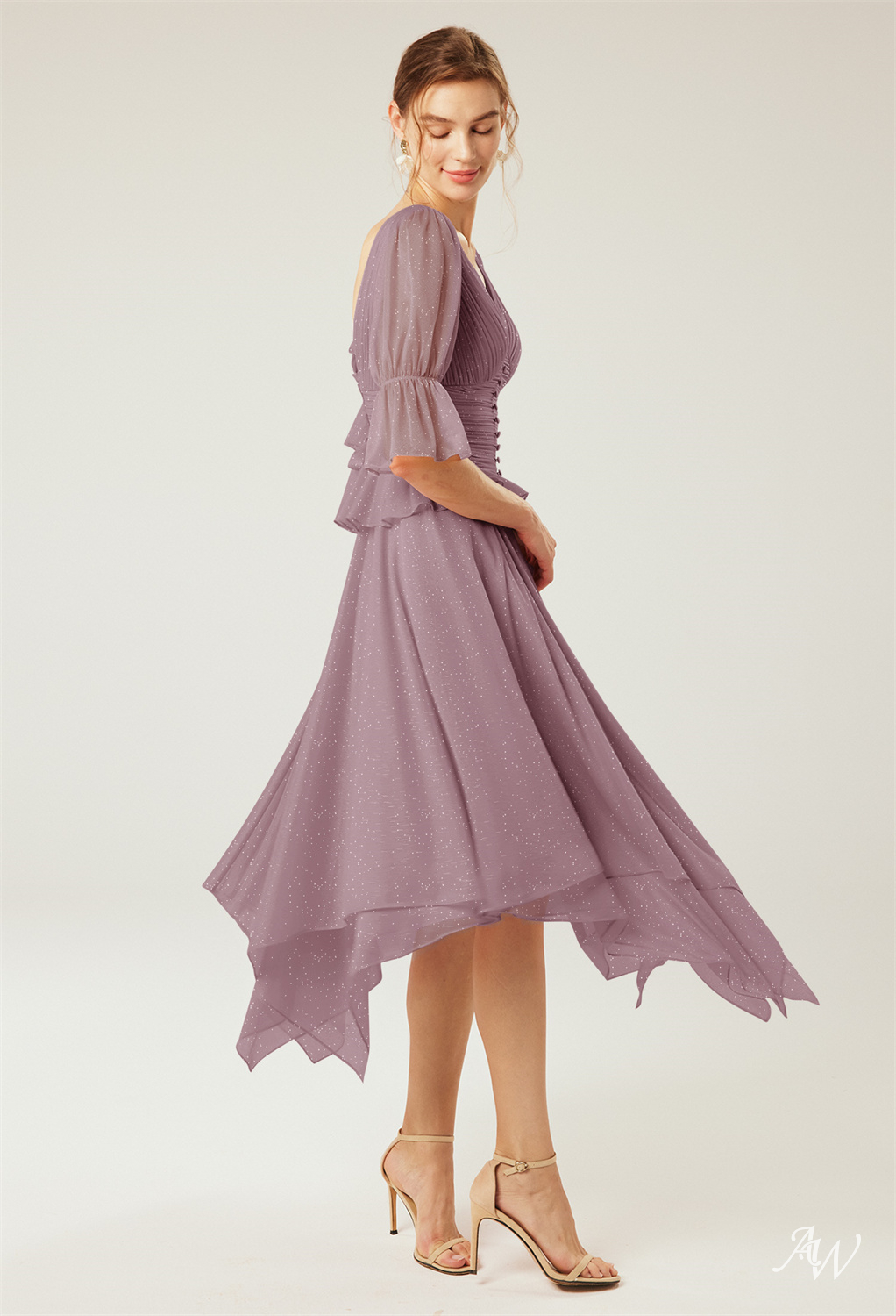 A-line Glitter Mesh Dresses