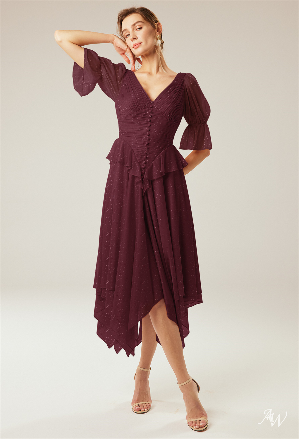 A-line Glitter Mesh Dresses