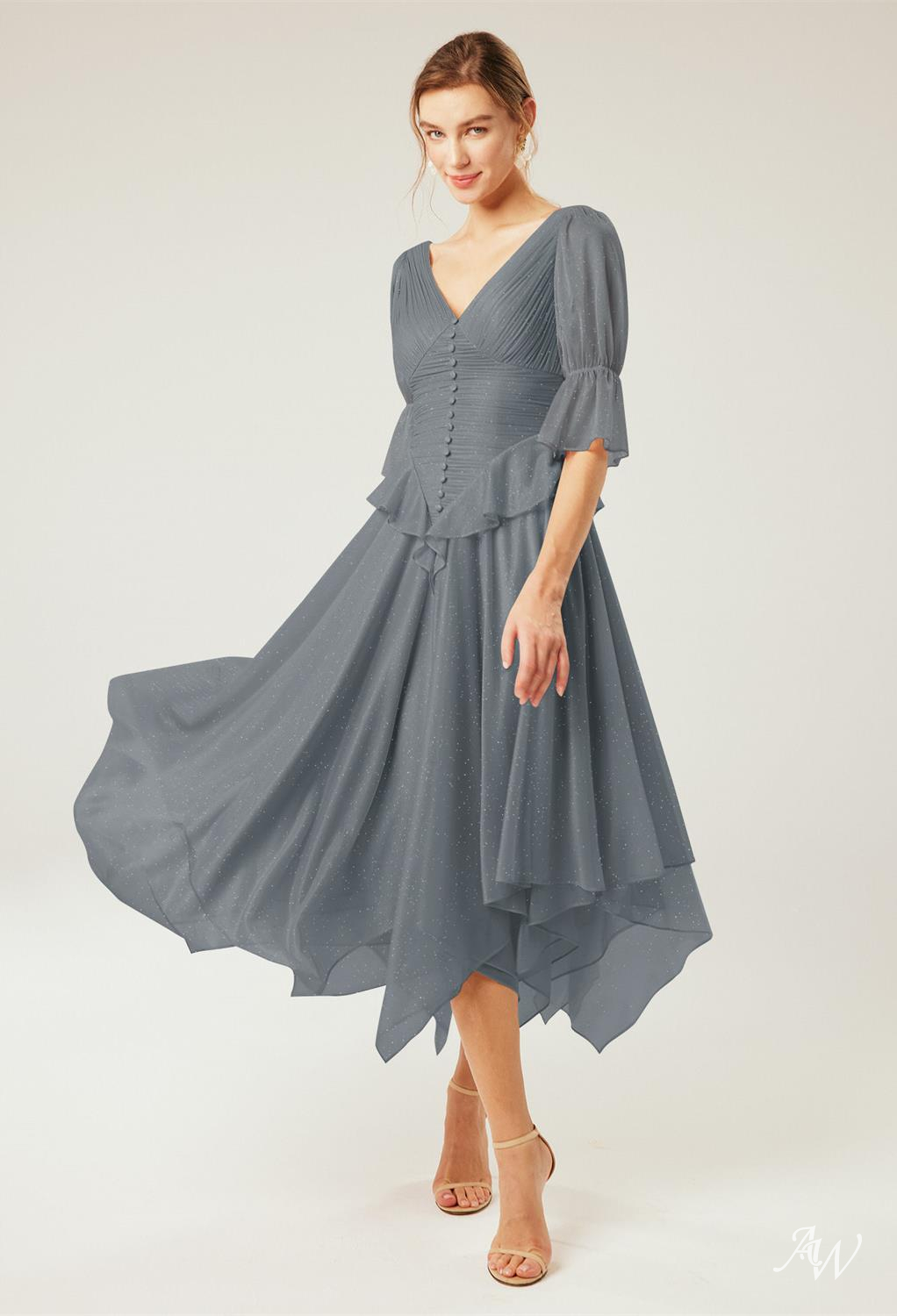 A-line Glitter Mesh Dresses