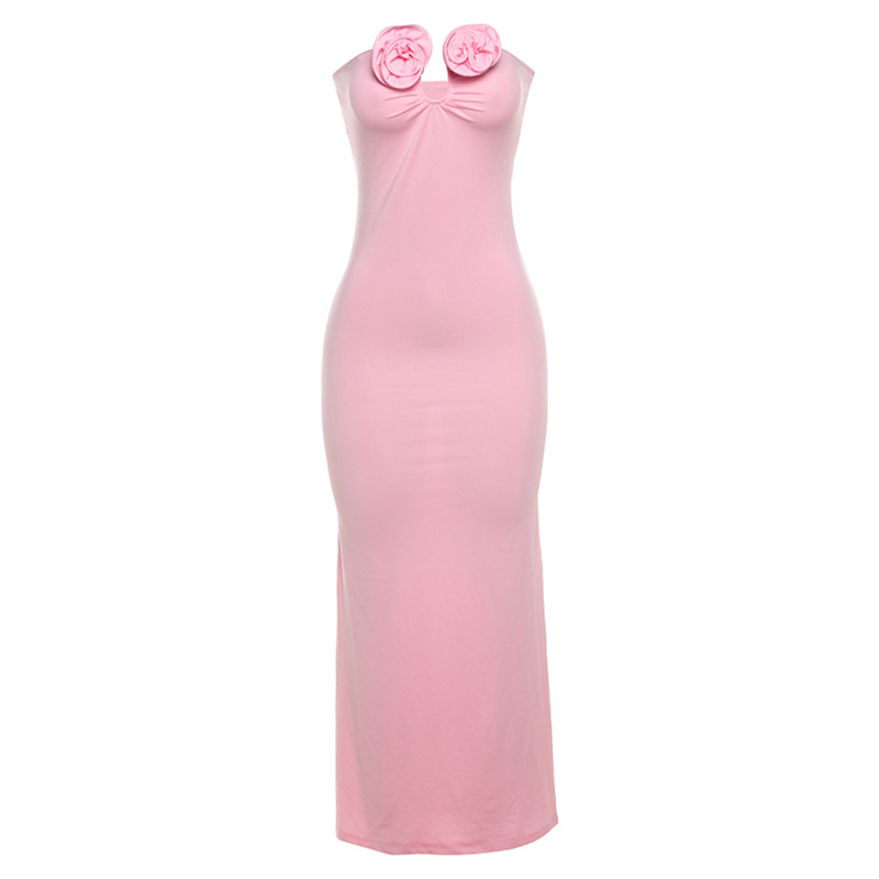 Pink Maxi Dress With Flowers