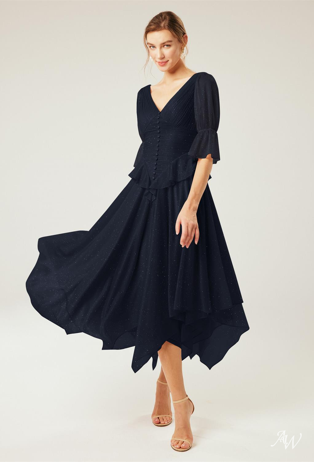 A-line Glitter Mesh Dresses