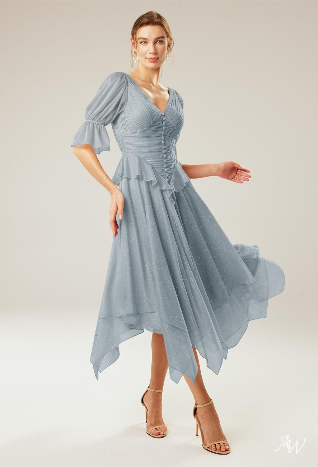 A-line Glitter Mesh Dresses