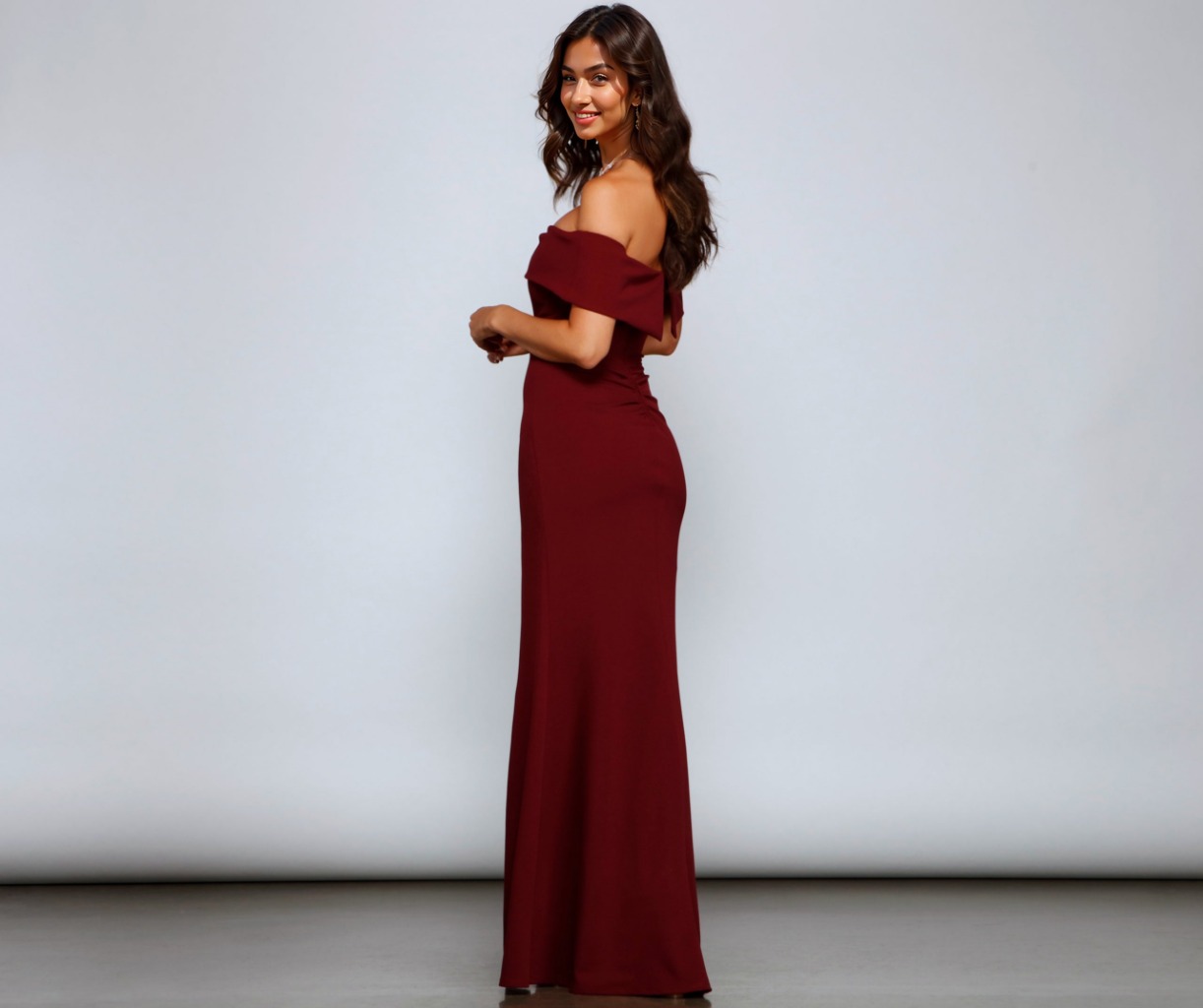 Coralie Off Shoulder Front Slit Dress