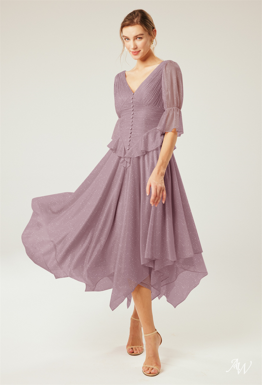 A-line Glitter Mesh Dresses