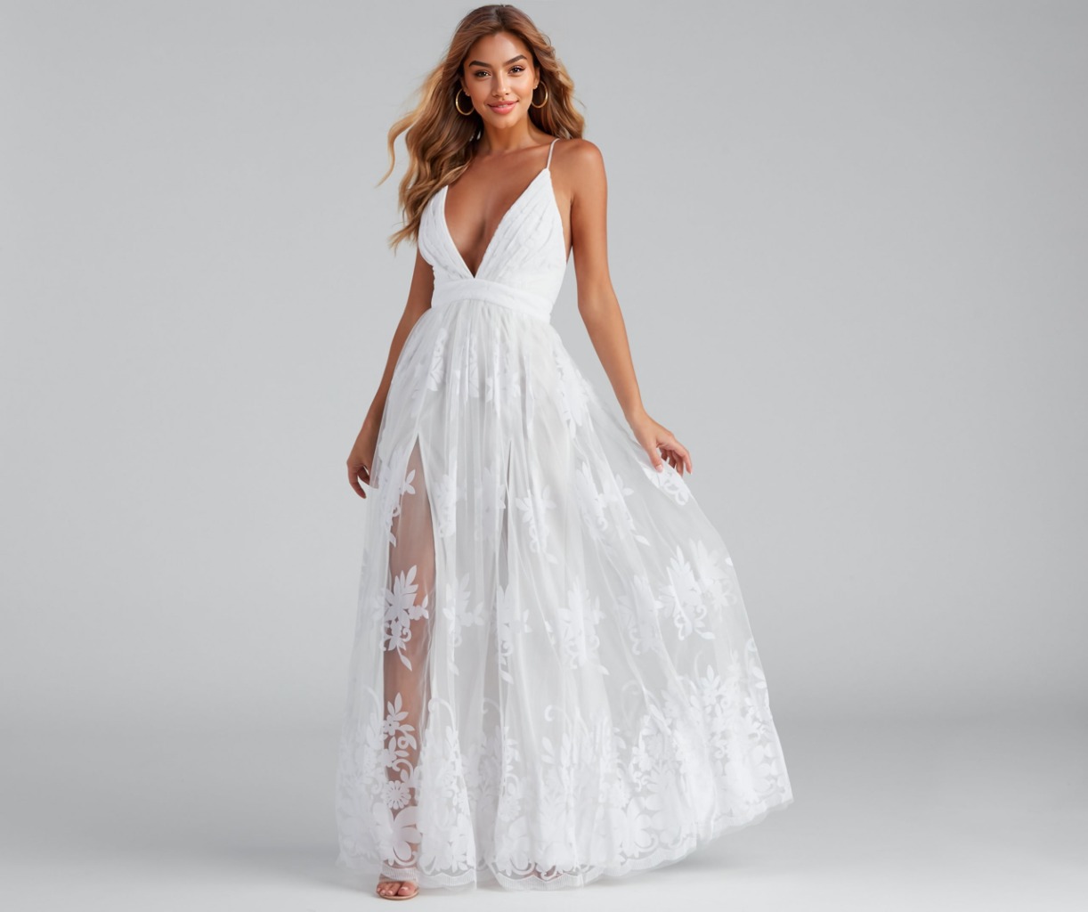 Morgan Formal Flocked Velvet Dress