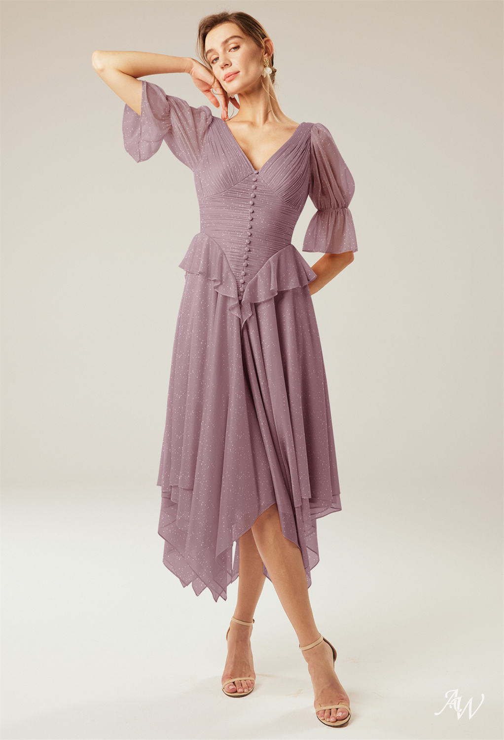 A-line Glitter Mesh Dresses