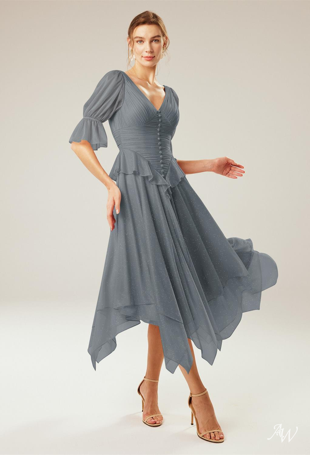 A-line Glitter Mesh Dresses