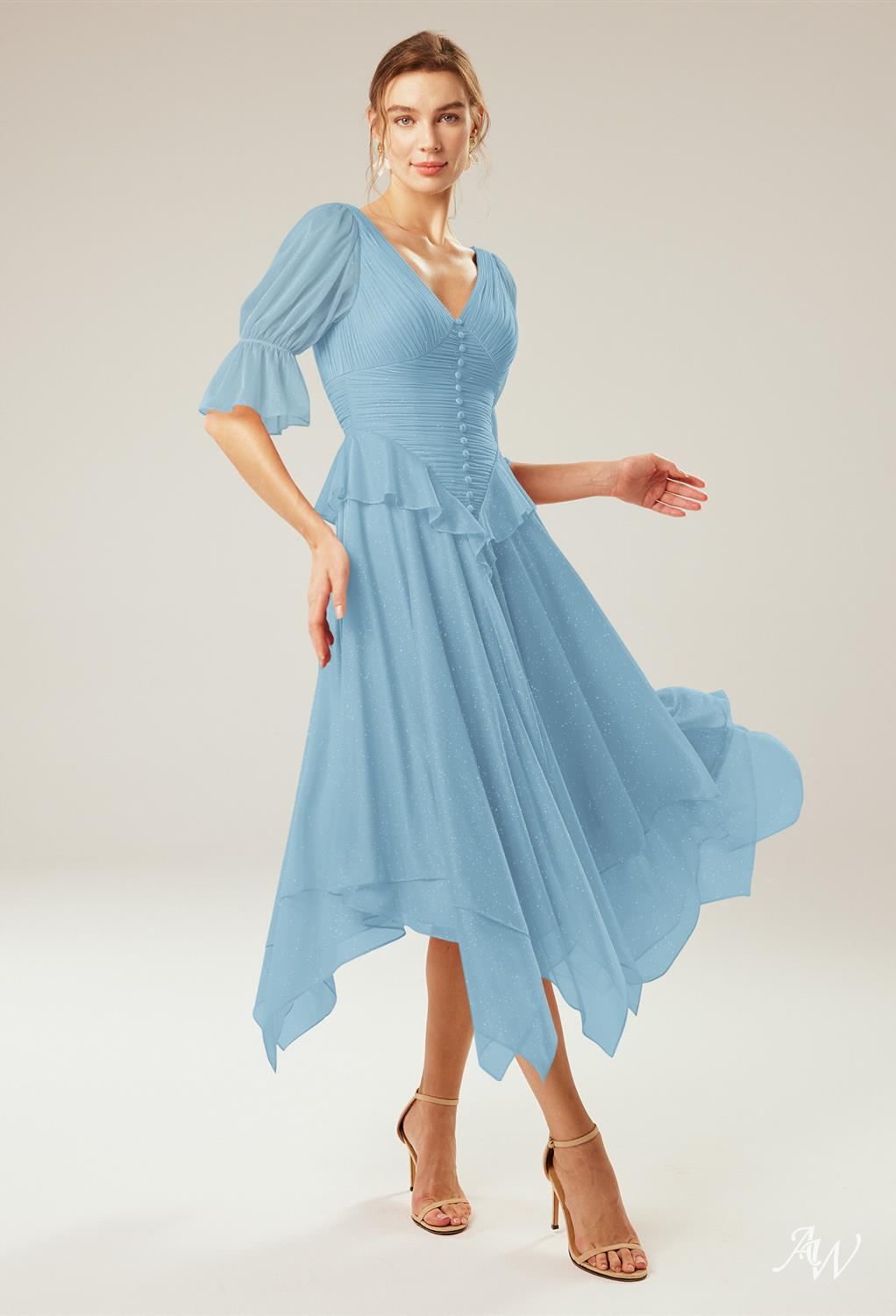 A-line Glitter Mesh Dresses