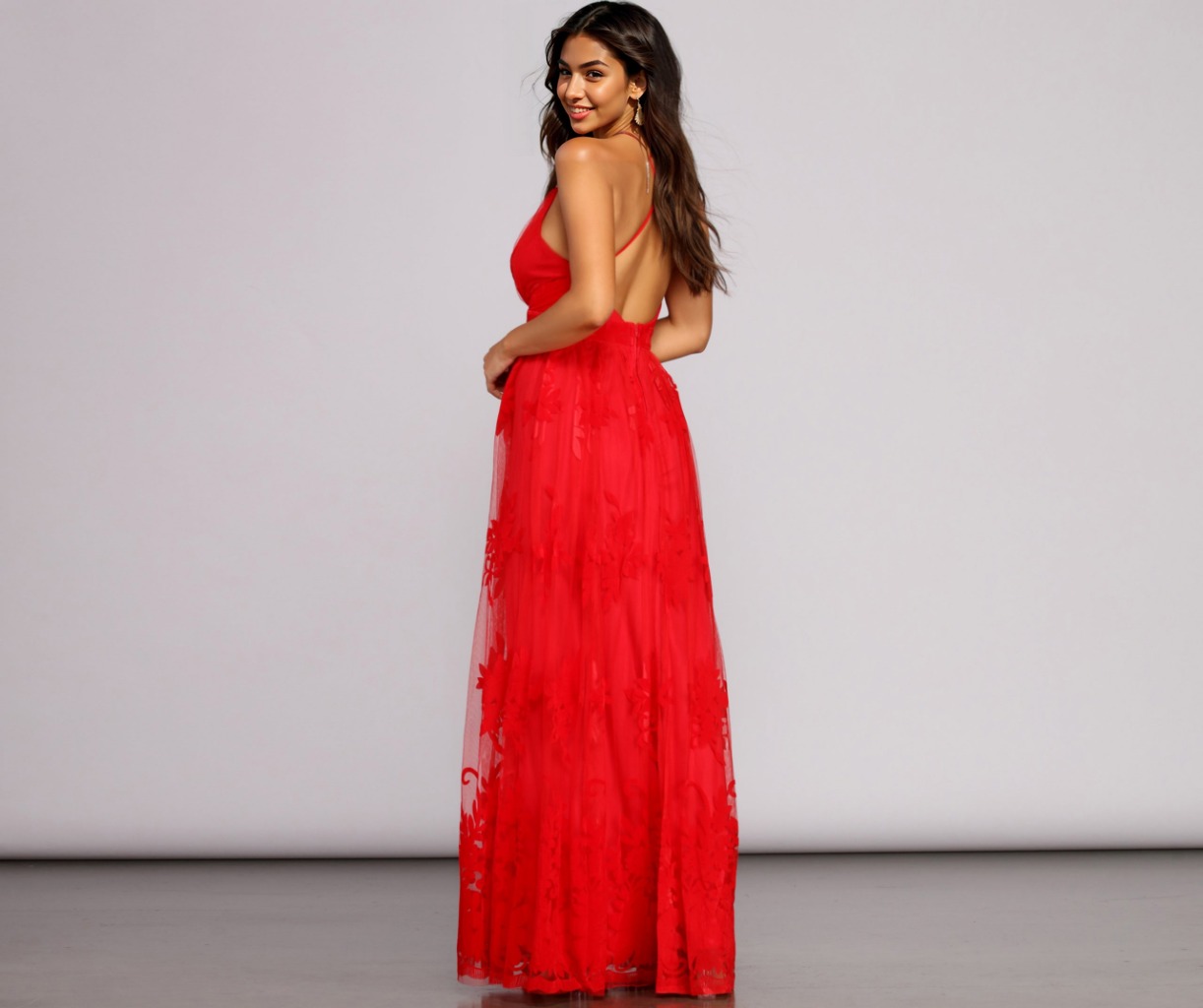 Morgan Formal Flocked Velvet Dress