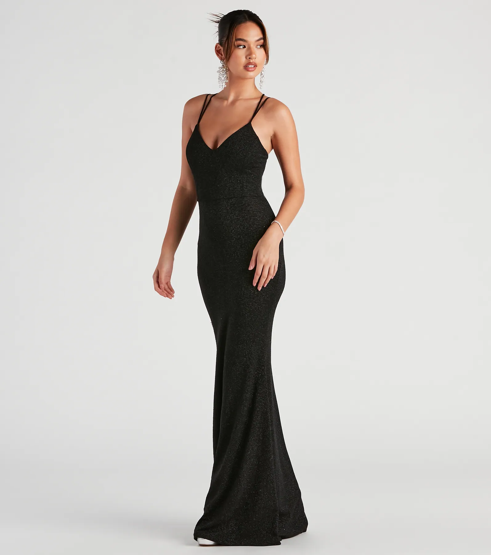 Rachel Formal Glitter Lace-Up Dress