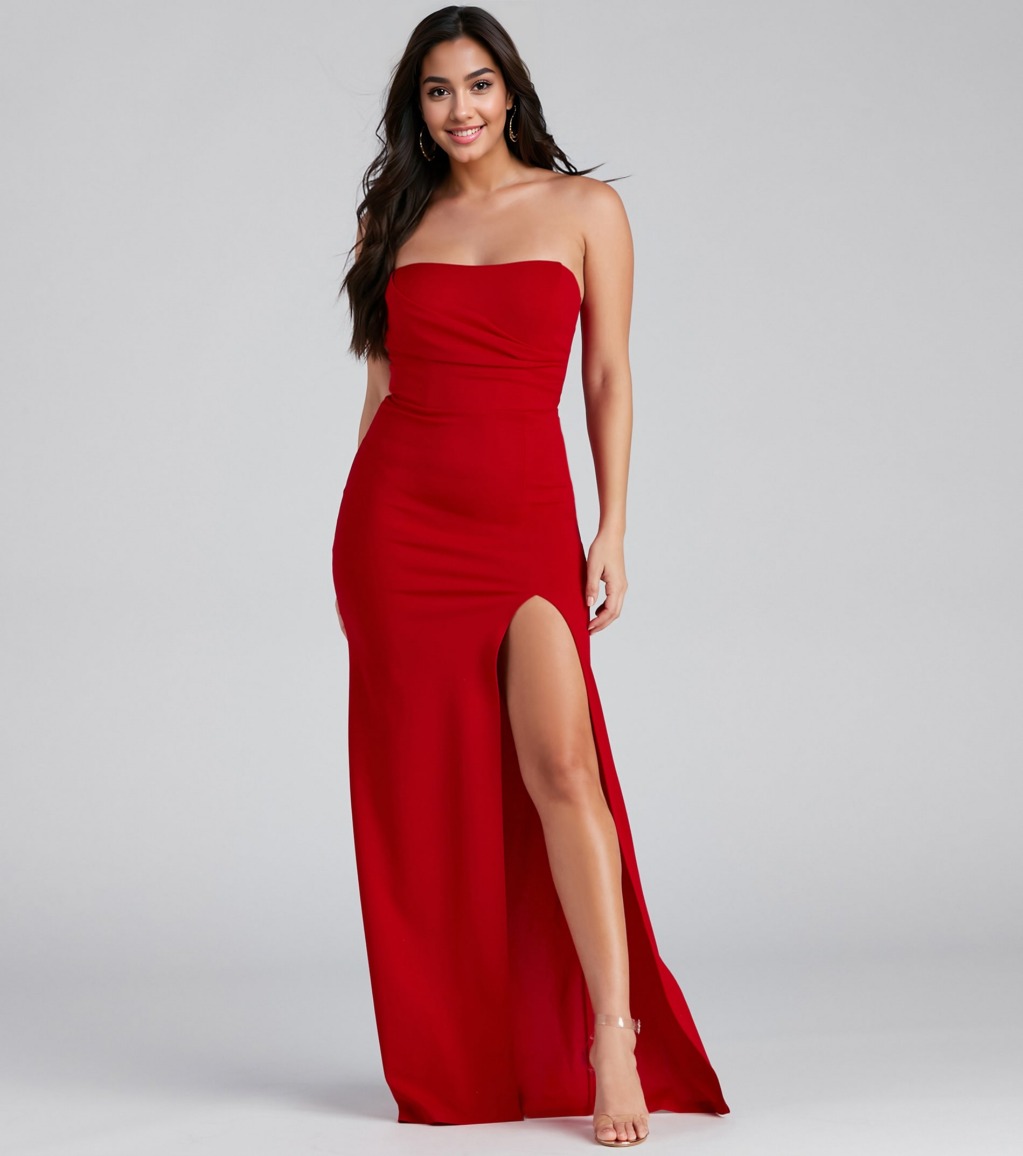 Kaia Strapless High Slit Formal Dress