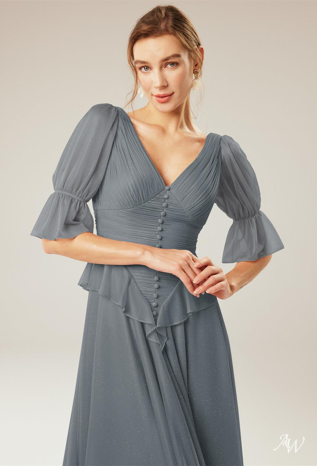 A-line Glitter Mesh Dresses