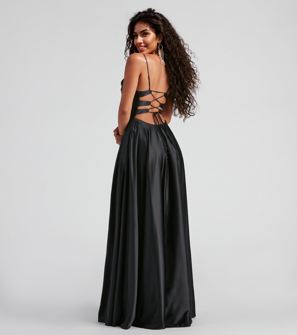 Winslow Formal Satin Lace-Up Dress