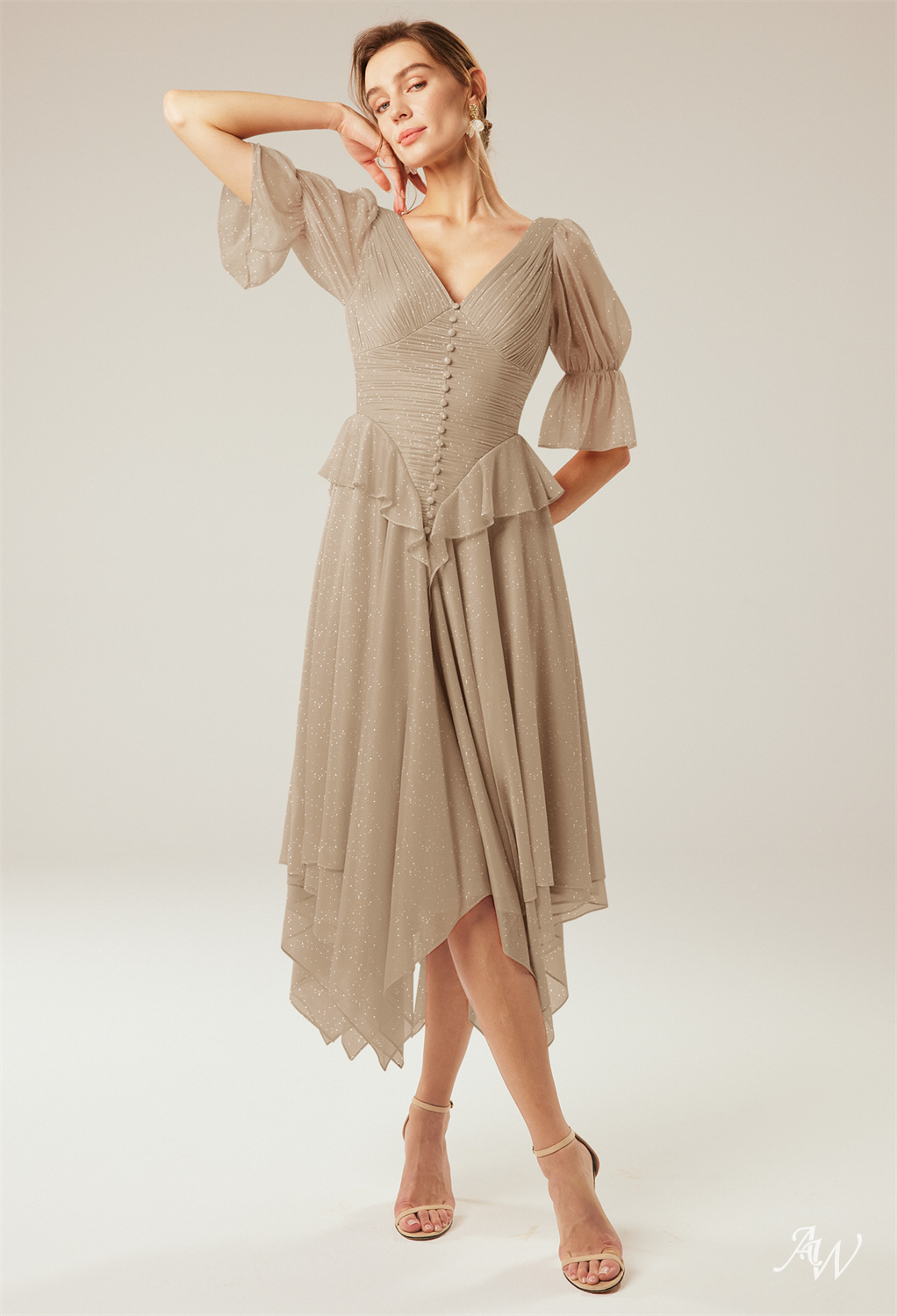 A-line Glitter Mesh Dresses