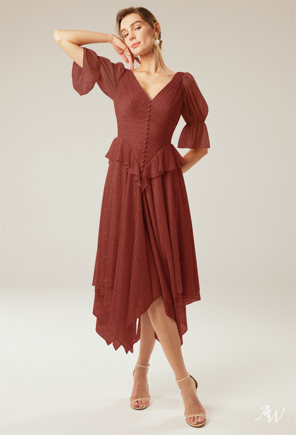 A-line Glitter Mesh Dresses