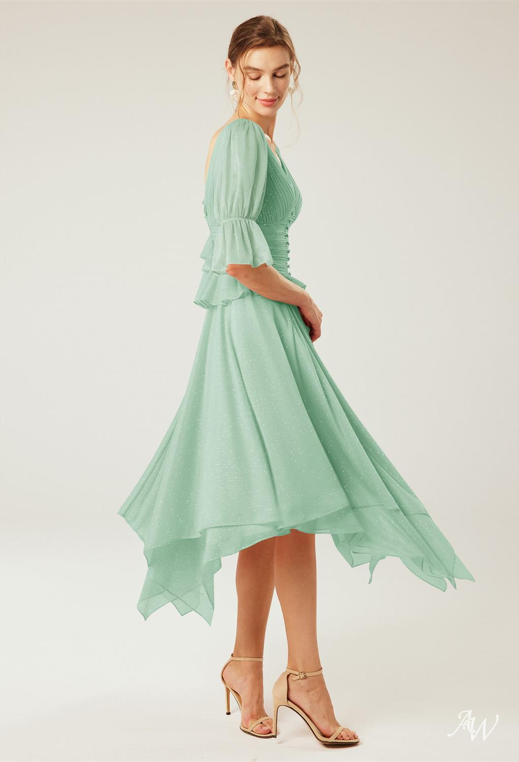 A-line Glitter Mesh Dresses