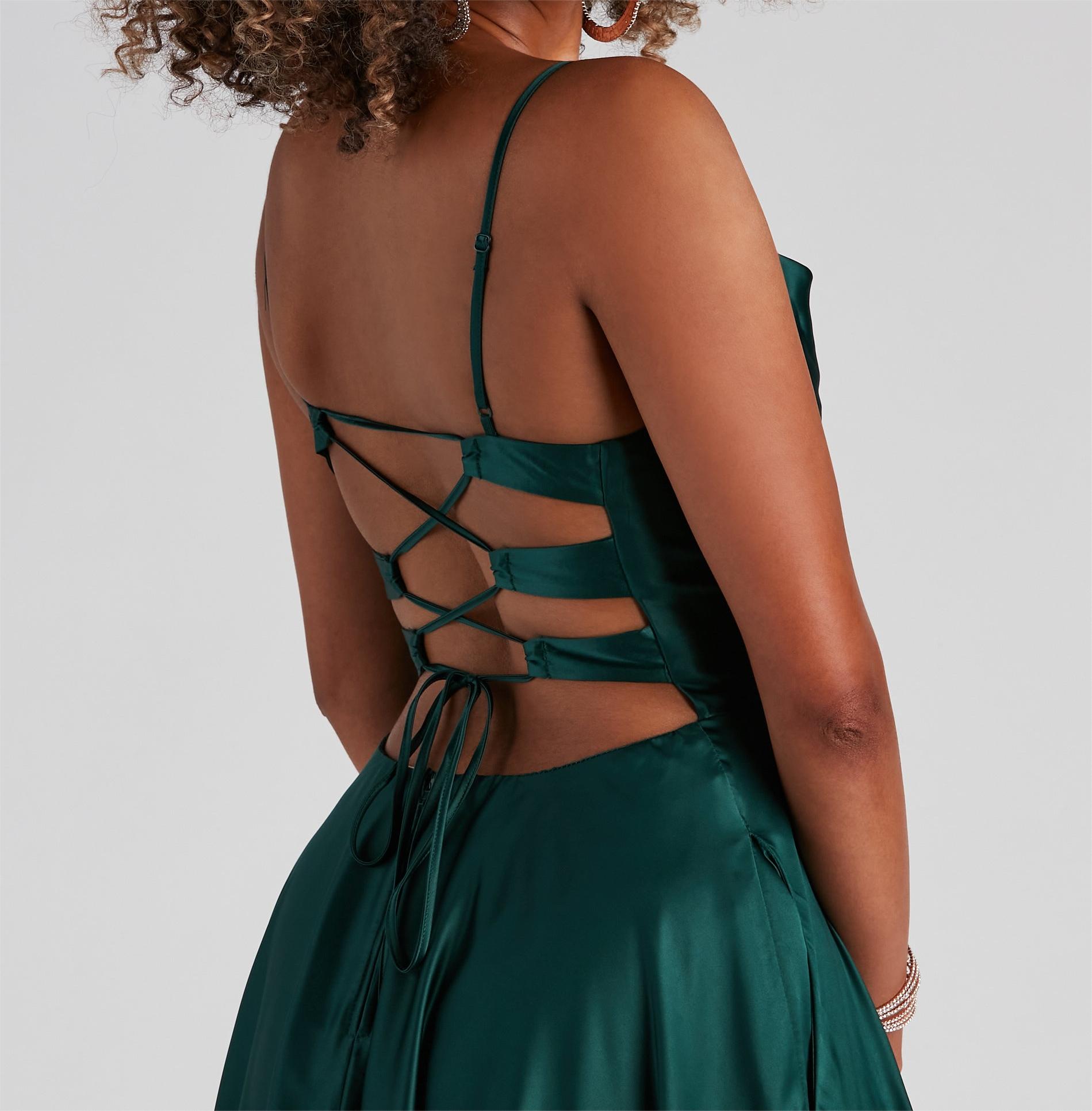 Winslow Formal Satin Lace-Up Dress