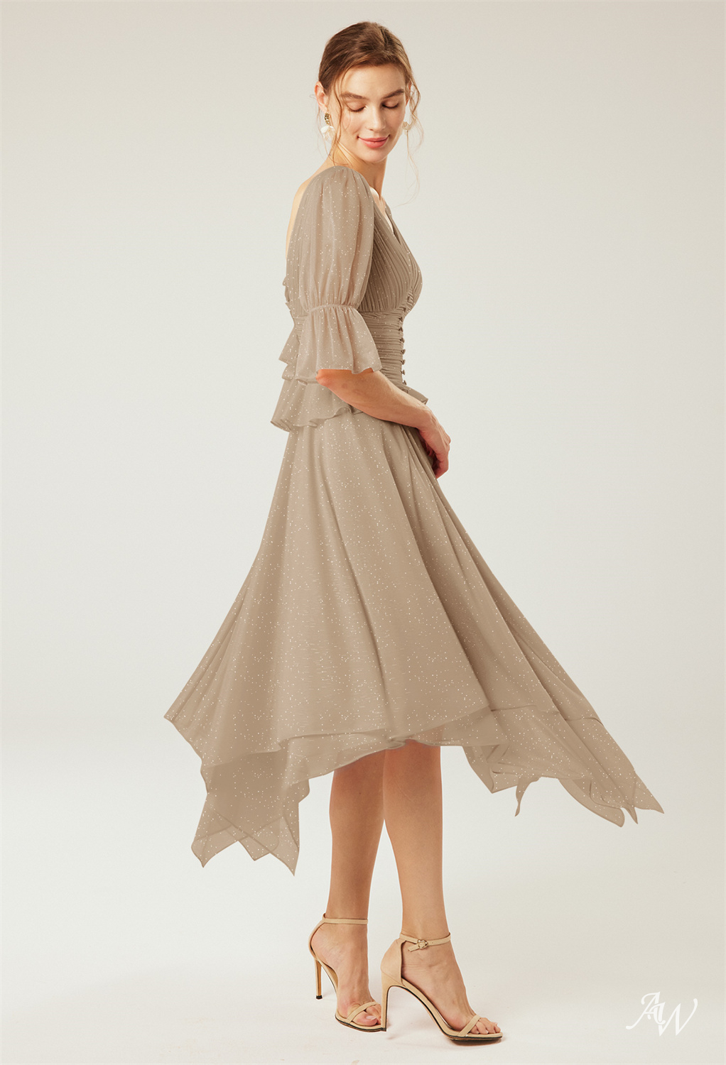 A-line Glitter Mesh Dresses