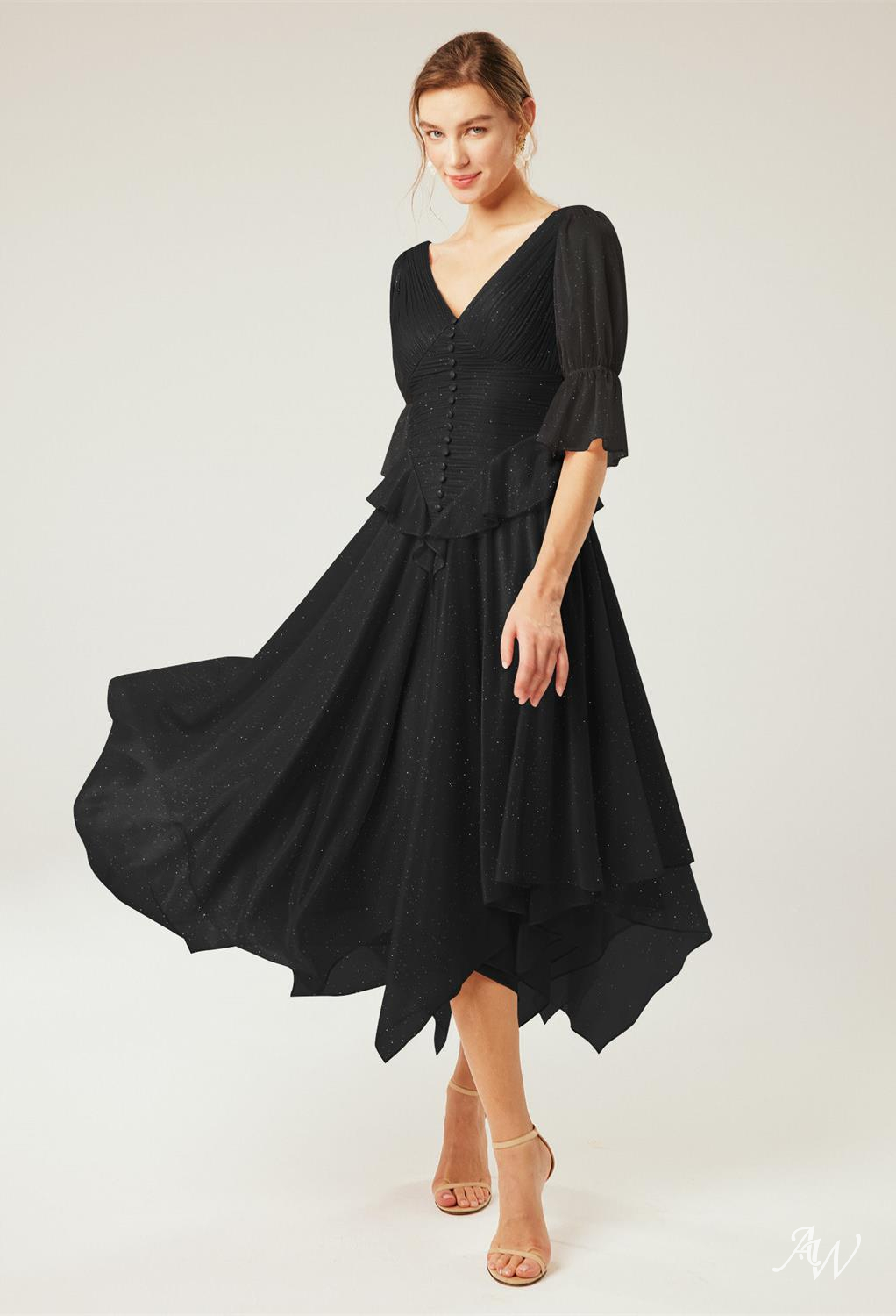 A-line Glitter Mesh Dresses