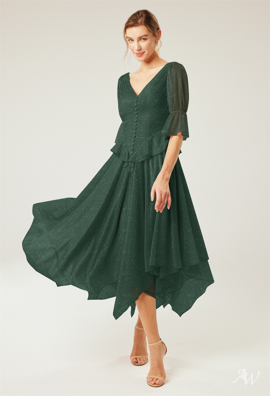 A-line Glitter Mesh Dresses