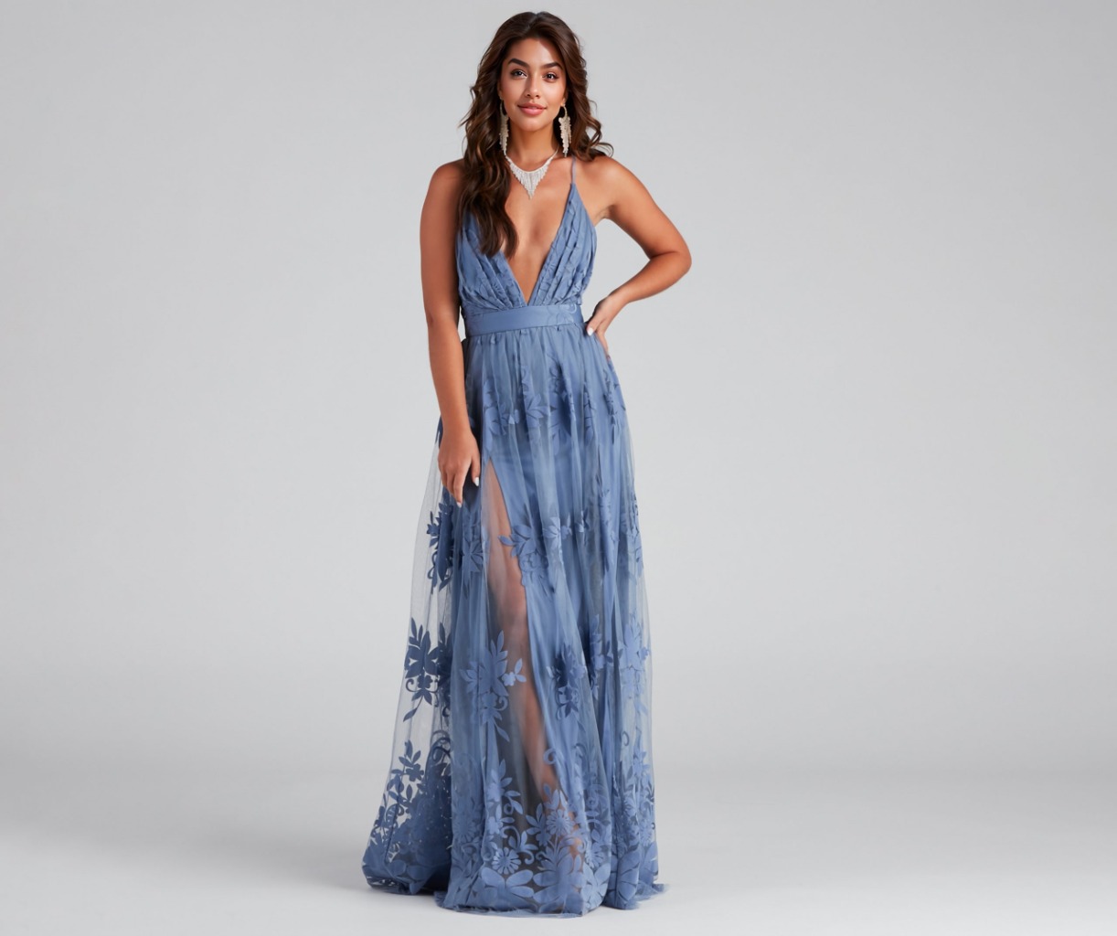 Morgan Formal Flocked Velvet Dress