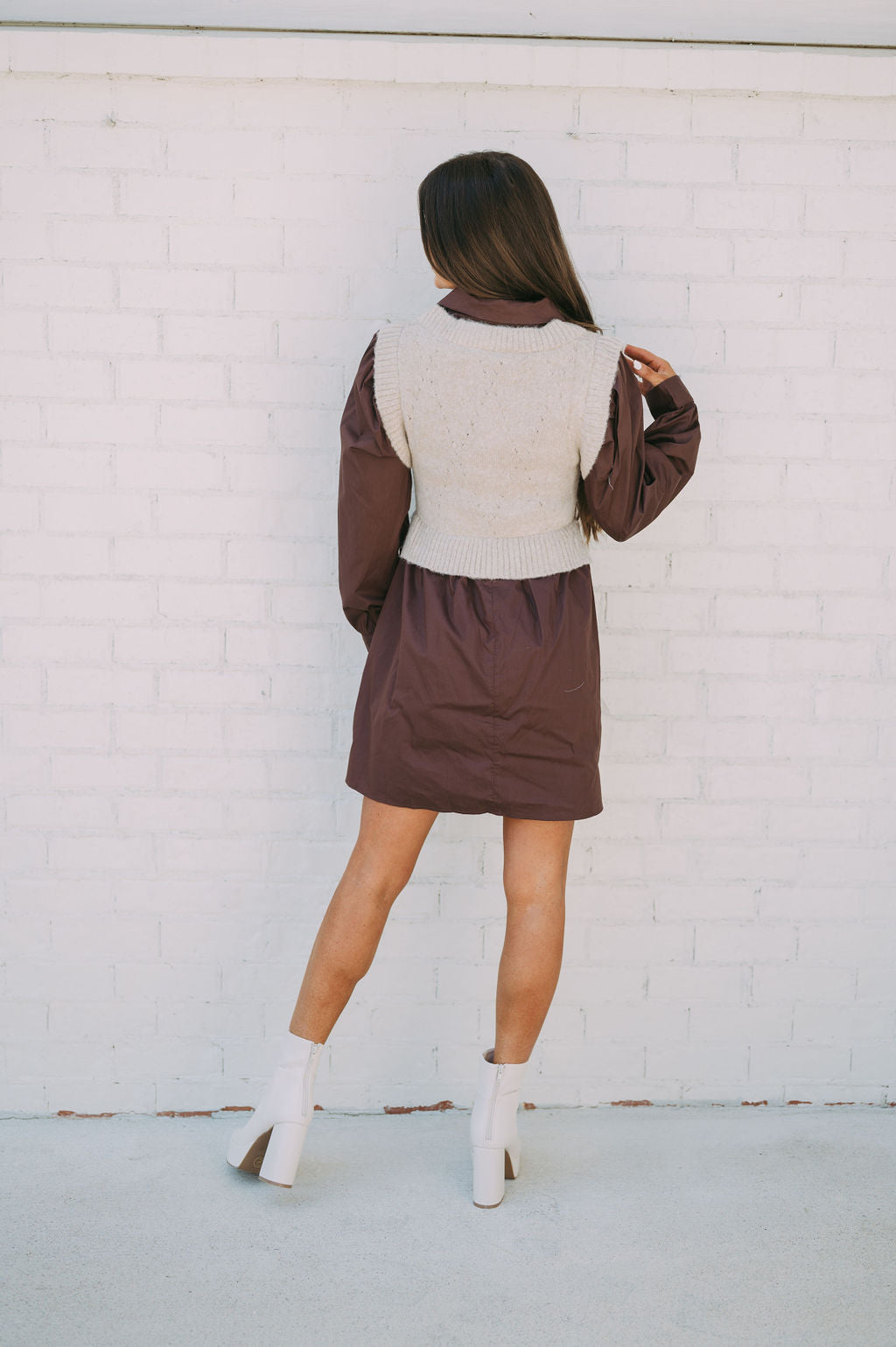 Sweater Vest Dress Chocolate