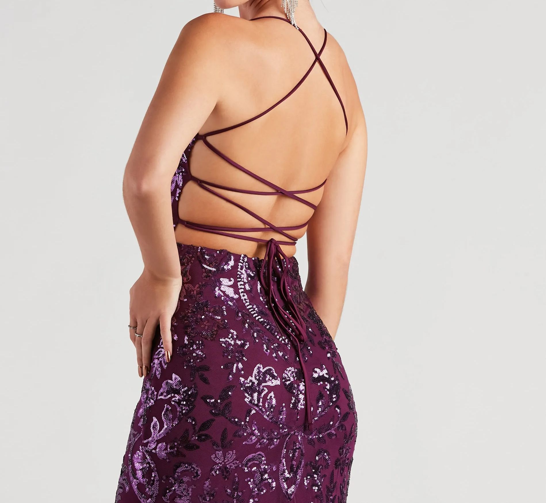 Lana Sequin Mesh Formal Dress