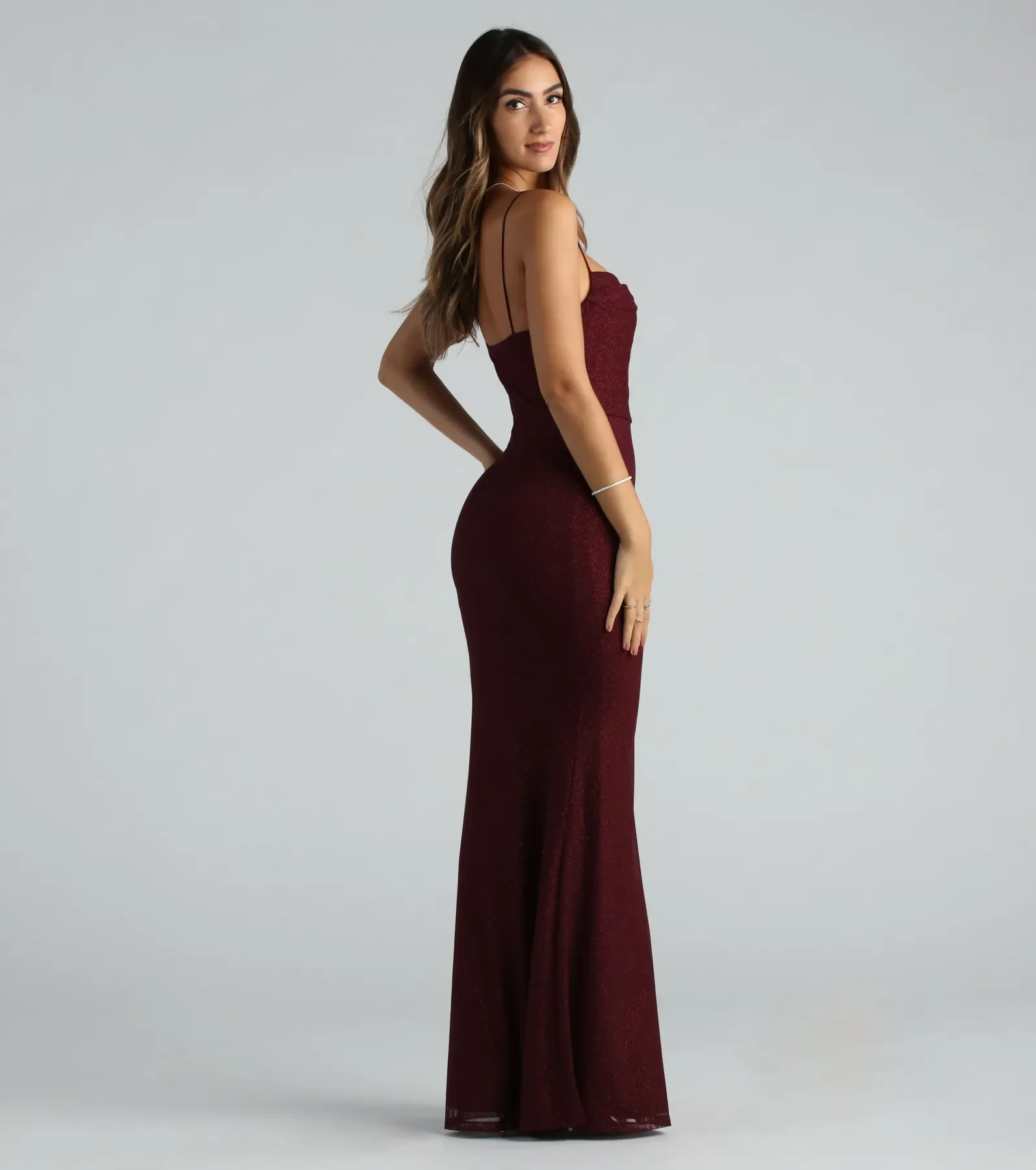 Addison Glitter Mesh Formal Dress