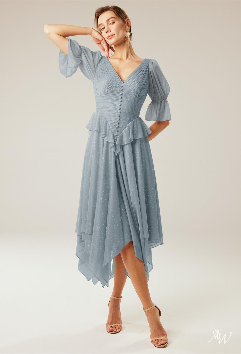 A-line Glitter Mesh Dresses