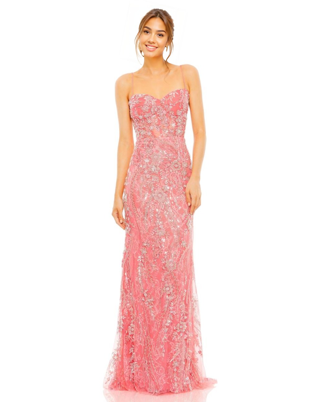 Mac Duggal 68511 Long Beaded Floral Prom Dress